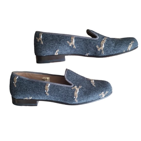 J. Crew /Stubbs & Wootton Gray Collab Classic Flannel Loafers Rabbit /Hare W(6) - Picture 4 of 13